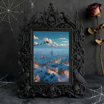 Collector’s Gothic Dark-style Photo Frame | Dark Fantasy Dice Collection Shop Decor, Photo Ornament, Wall-mountable & Tabletop, Collectible 