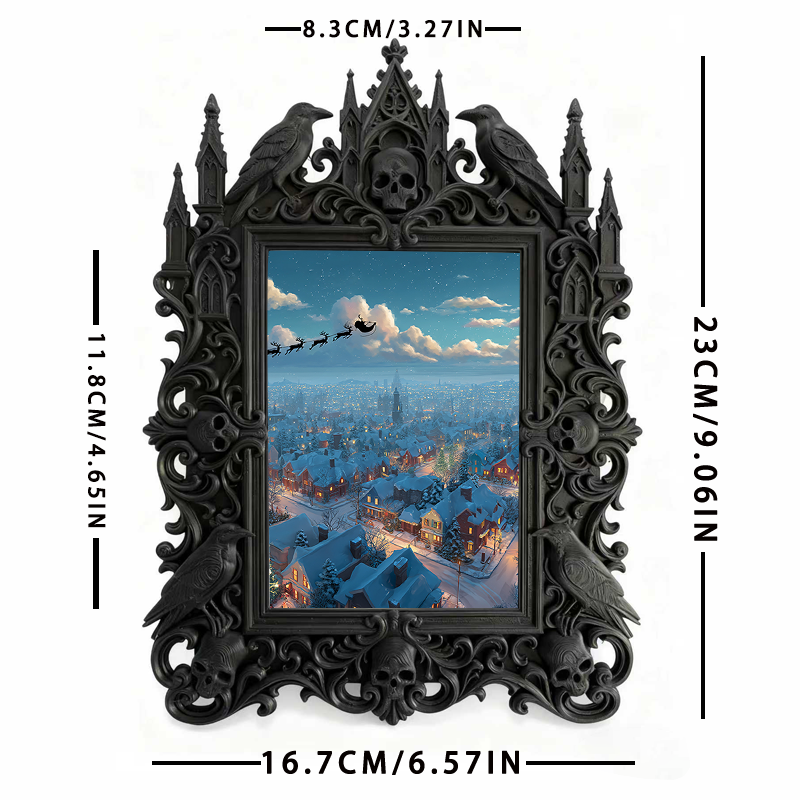 Collector’s Gothic Dark-style Photo Frame | Dark Fantasy Dice Collection Shop Decor, Photo Ornament, Wall-mountable & Tabletop, Collectible 
