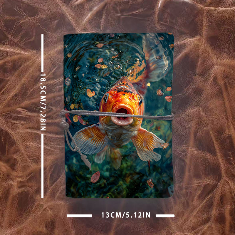 A6 Handcrafted Beautiful Notebook Must Have for Architects Perfect for Site Visit Sketches and Design Plans with Koi fish in pond with leaves Pattern