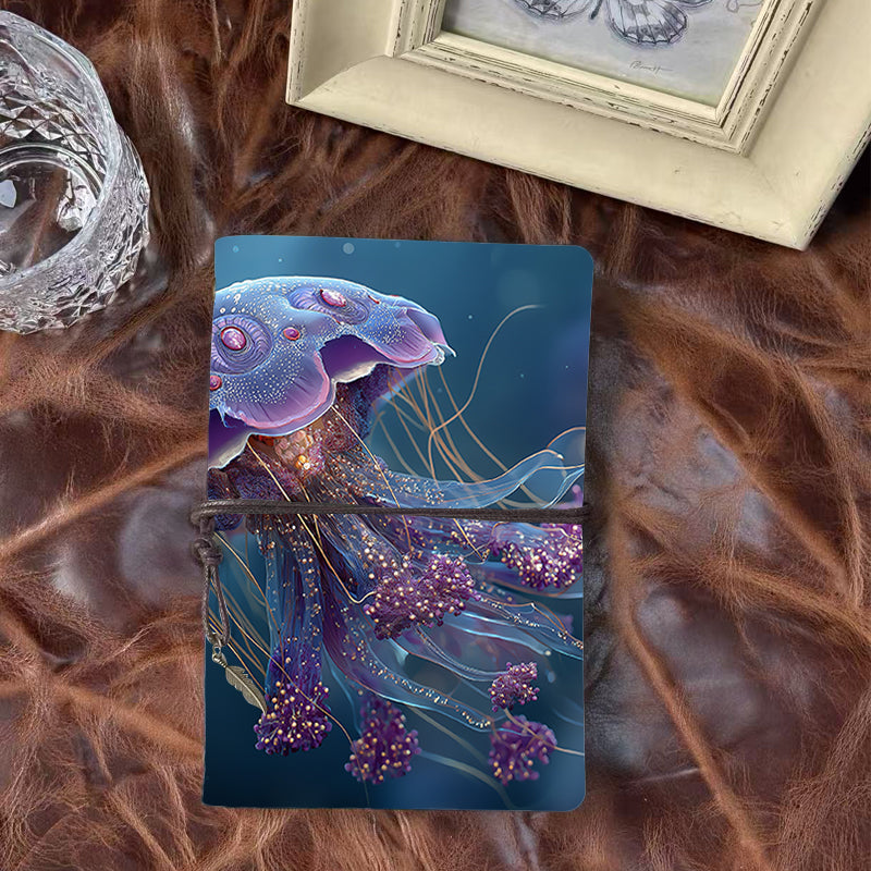 A6 Handcrafted Notebook Ideal for Supply Chain Managers Perfect for Logistics Tracking and Vendor Communication with Purple - tentacled jellyfish Pattern