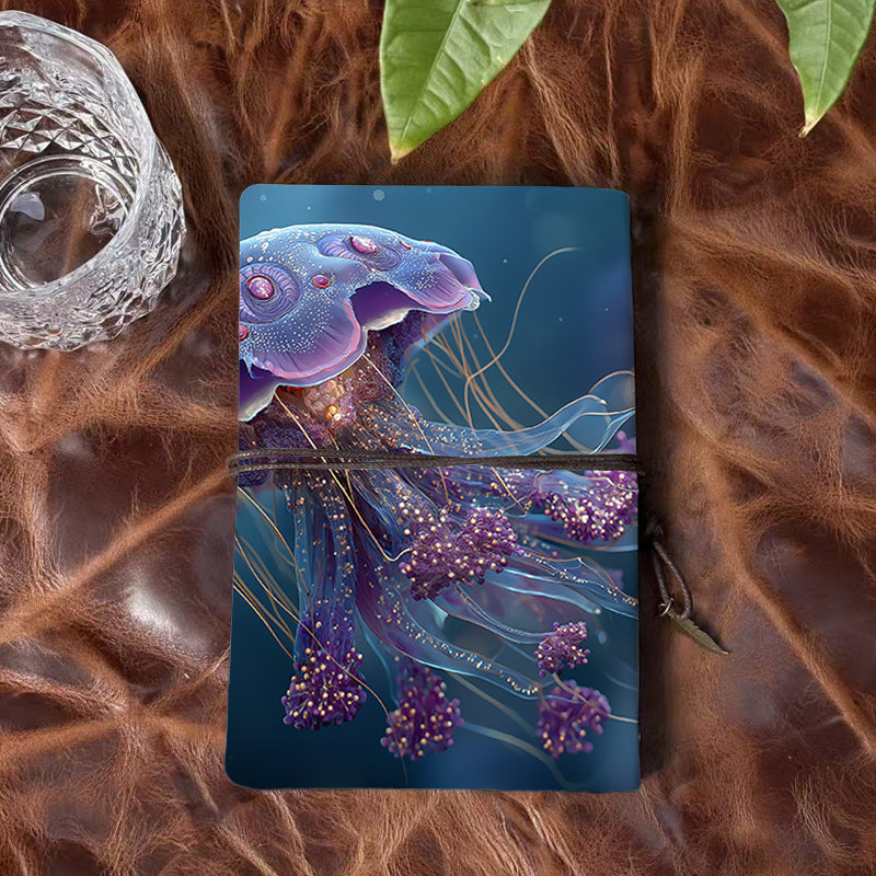 A6 Handcrafted Notebook Ideal for Supply Chain Managers Perfect for Logistics Tracking and Vendor Communication with Purple - tentacled jellyfish Pattern