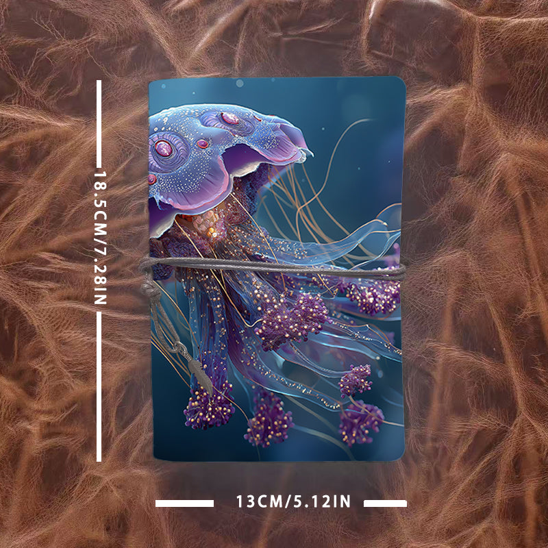 A6 Handcrafted Notebook Ideal for Supply Chain Managers Perfect for Logistics Tracking and Vendor Communication with Purple - tentacled jellyfish Pattern