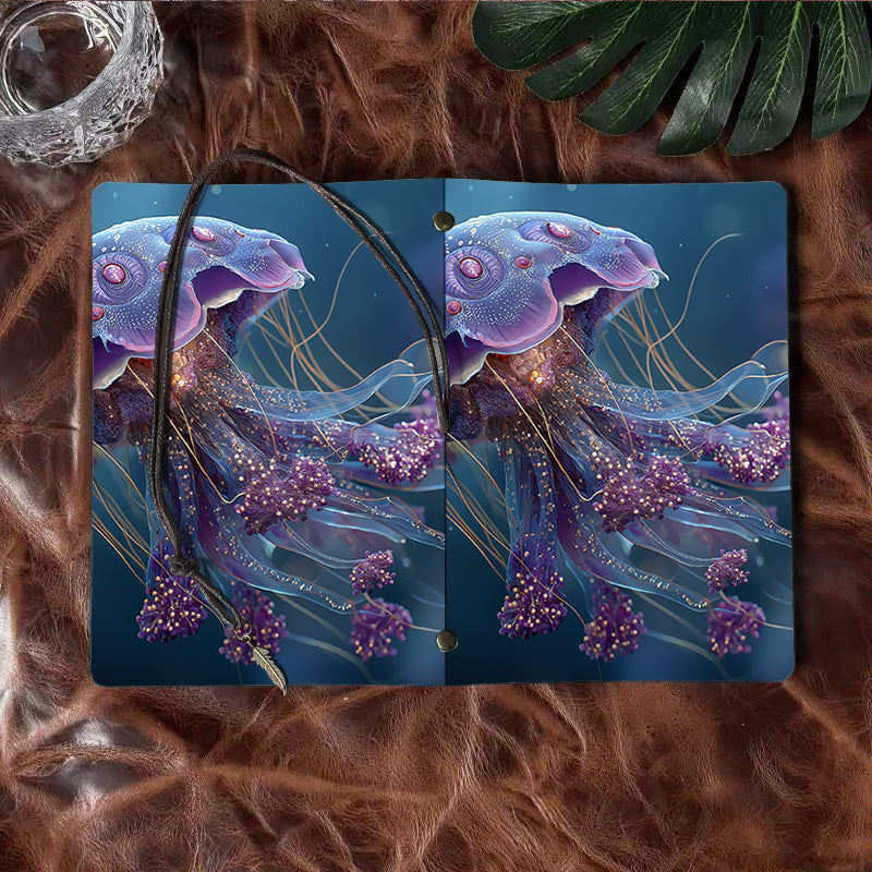 A6 Handcrafted Notebook Ideal for Supply Chain Managers Perfect for Logistics Tracking and Vendor Communication with Purple - tentacled jellyfish Pattern