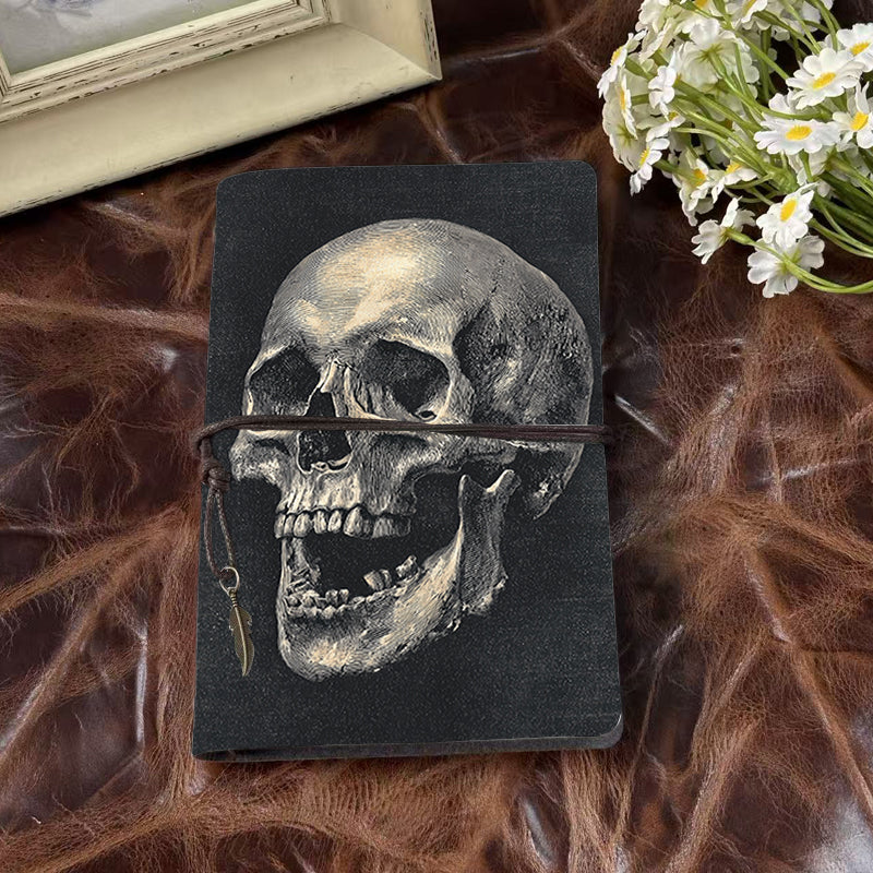 A6 Handmade Notebook Beautiful Cover Perfect for Sales Managers Great for Team Targets and Performance Notes with Human skull with open mouth Pattern