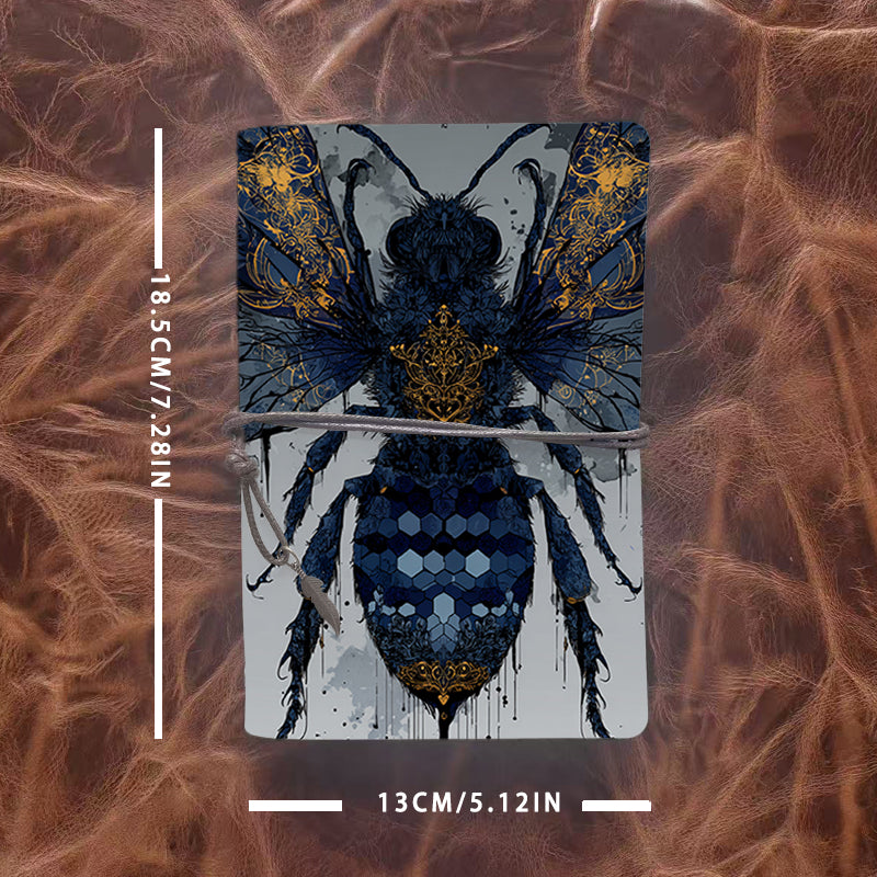 A6 Handmade Beautiful Notebook Convenient for Freelance Designers Great for Client Mockups and Revision Notes with Bee with ornate patterns Pattern