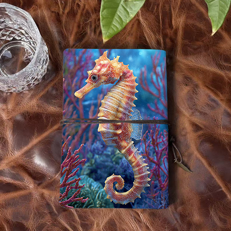 A6 Handmade Beautiful Notebook Must Have for Procurement Specialists Suitable for Vendor Negotiations and Order Logs with Seahorse, coral, underwater scene Pattern