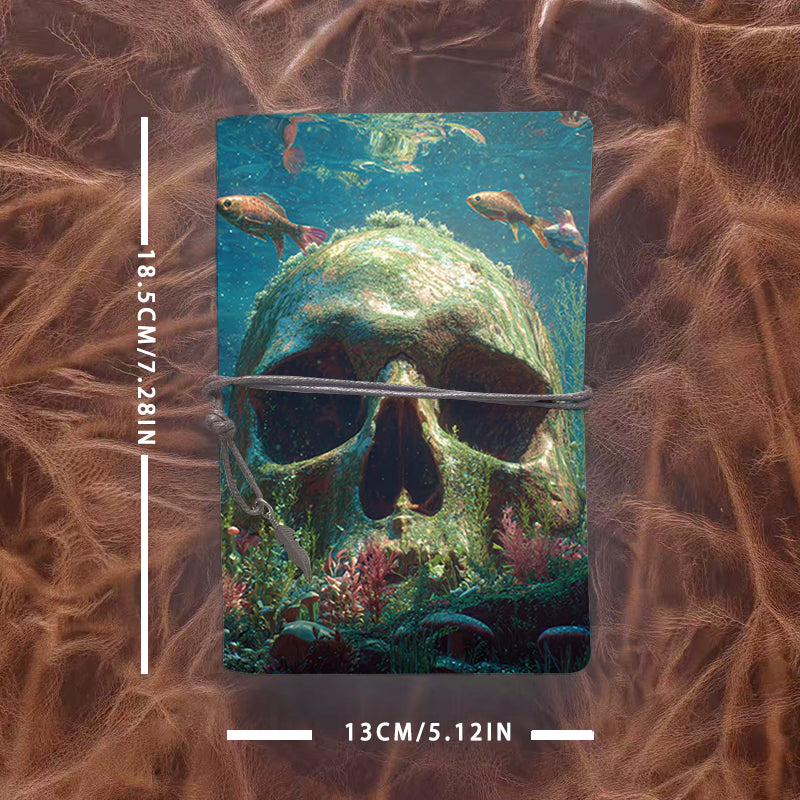 A6 Handmade Notebook with Beautiful Cover Perfect for E Commerce Managers Great for Sales Trends and Inventory Planning with Skull, fish, underwater plants Pattern