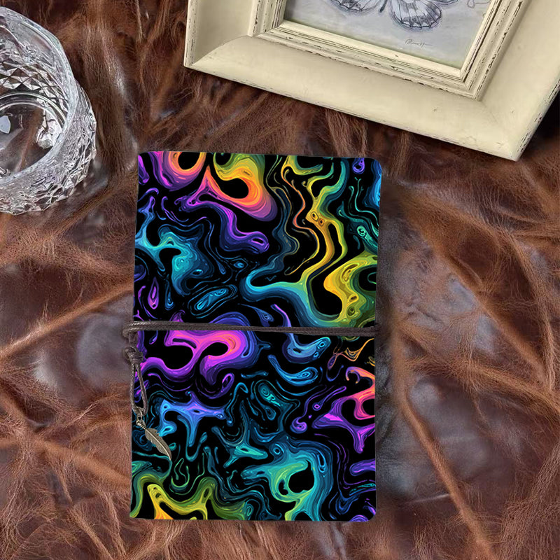 A6 Handcrafted Notebook Ideal for Copy Editors Perfect for Manuscript Notes and Revision Tracking with Colorful abstract liquid - like shapes Pattern