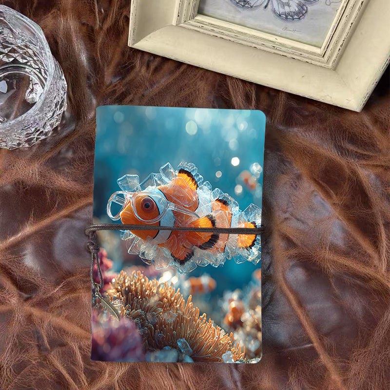 A6 Handmade Beautiful Notebook Essential for Interior Designers Great for Space Planning and Material Selections with Plastic - made clownfish with goggles Pattern