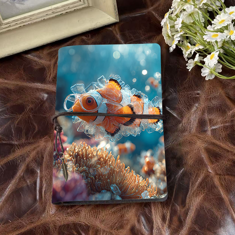A6 Handmade Beautiful Notebook Essential for Interior Designers Great for Space Planning and Material Selections with Plastic - made clownfish with goggles Pattern