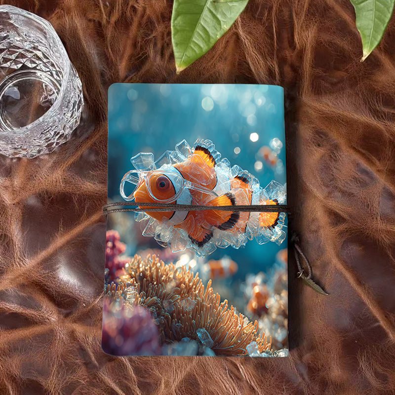 A6 Handmade Beautiful Notebook Essential for Interior Designers Great for Space Planning and Material Selections with Plastic - made clownfish with goggles Pattern