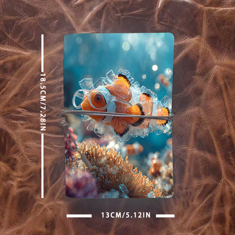 A6 Handmade Beautiful Notebook Essential for Interior Designers Great for Space Planning and Material Selections with Plastic - made clownfish with goggles Pattern
