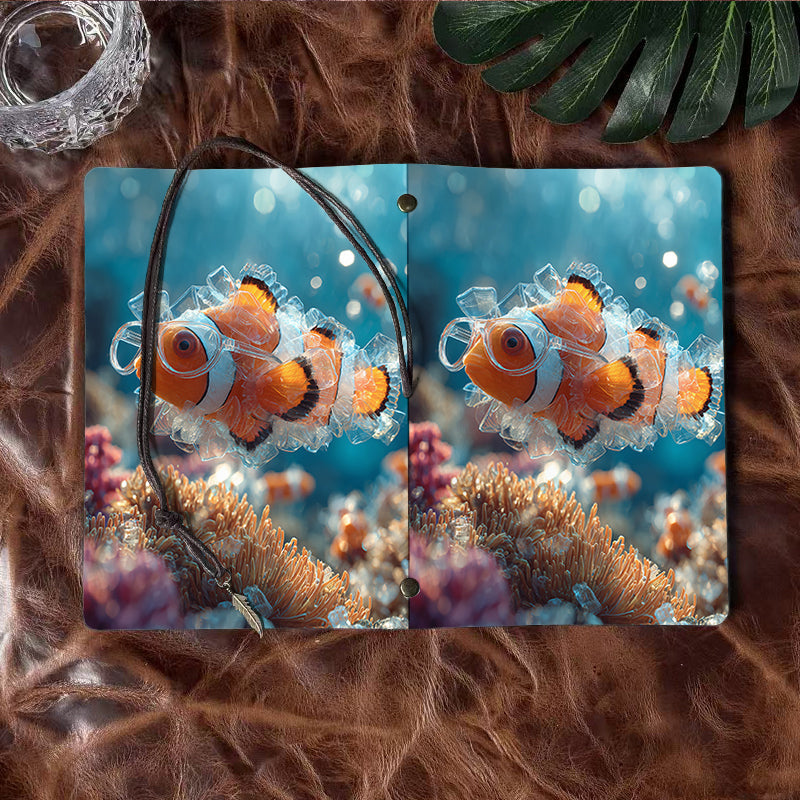 A6 Handmade Beautiful Notebook Essential for Interior Designers Great for Space Planning and Material Selections with Plastic - made clownfish with goggles Pattern