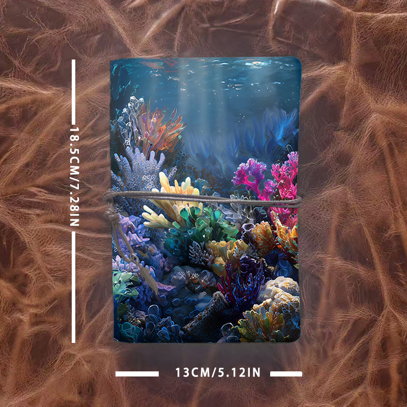A6 Handmade Beautiful Notebook Convenient for Content Creators Great for Video Scripts and Idea Drafts with Colorful corals in underwater scene Pattern