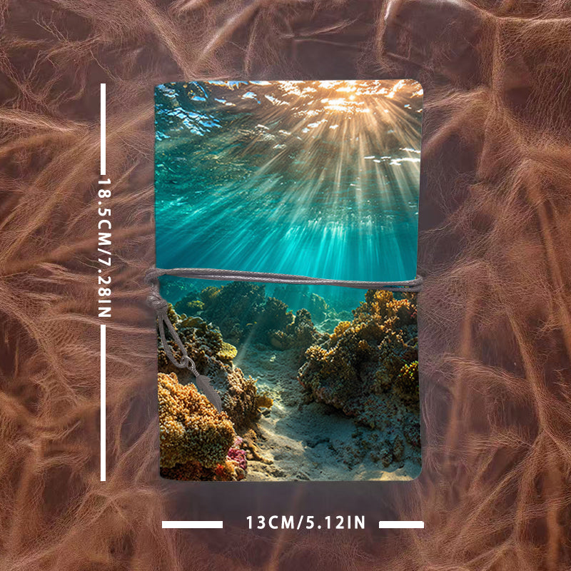 A6 Handmade Beautiful Notebook Ideal for High School Students Perfect for Math Notes and Formula Memorization with Sunlight, water, corals, sand Pattern