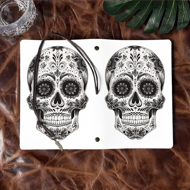 A6 Handmade Beautiful Notebook Must Have for Elementary s Suitable for Spelling Drills and Drawing Practice with Sugar - skull with floral patterns Pattern