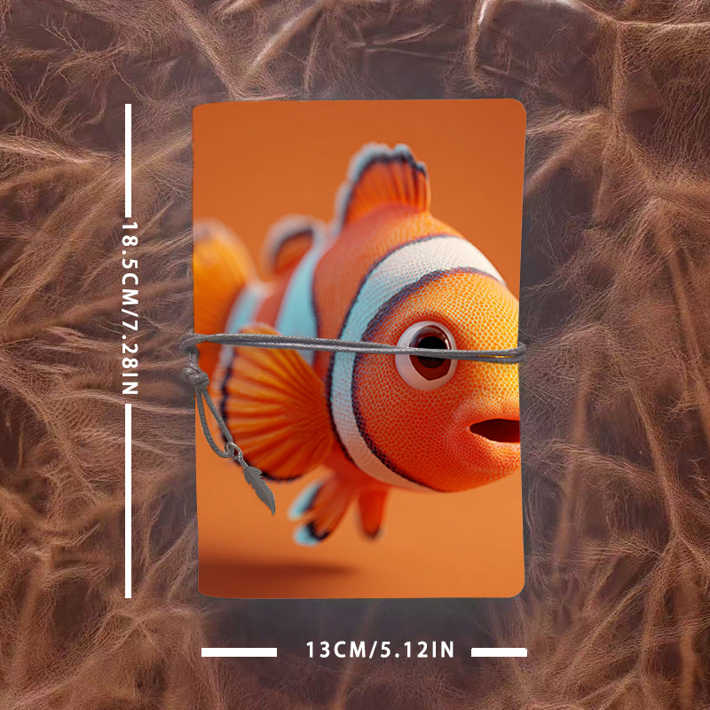 A6 Handmade Beautiful Notebook Convenient for Language Learners Great for Vocab Lists and Sentence Practice with Clownfish with big eyes Pattern