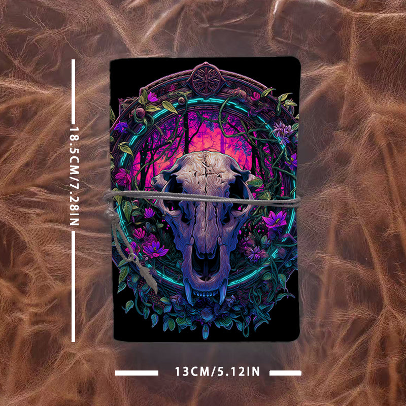 A6 Handcrafted Beautiful Notebook Must Have for Elementary Teachers Perfect for Lesson Prep and Class Activities with Skull, flowers, vines, neon circle Pattern