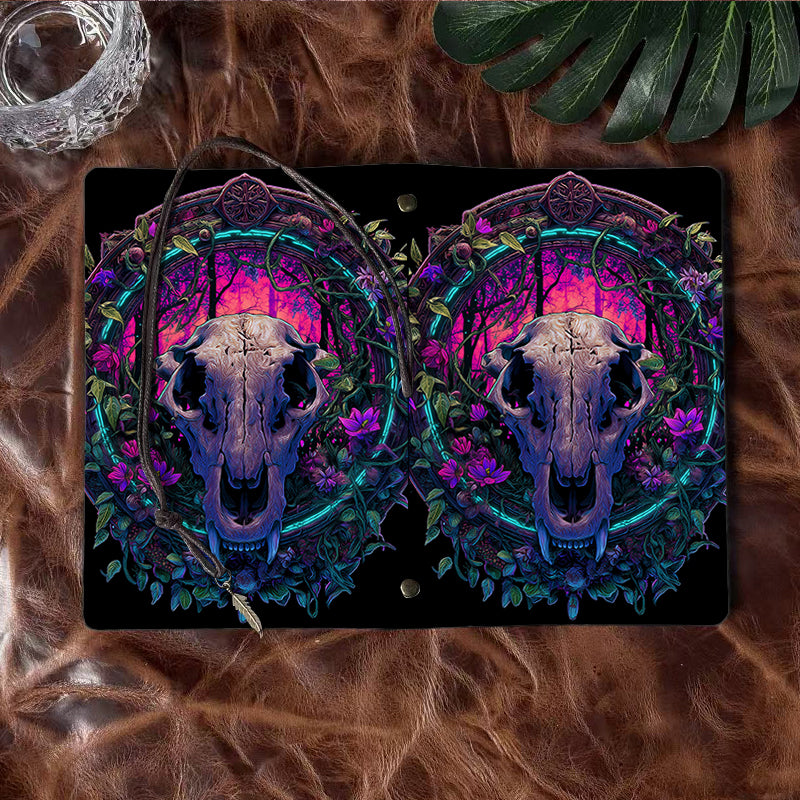 A6 Handcrafted Beautiful Notebook Must Have for Elementary Teachers Perfect for Lesson Prep and Class Activities with Skull, flowers, vines, neon circle Pattern