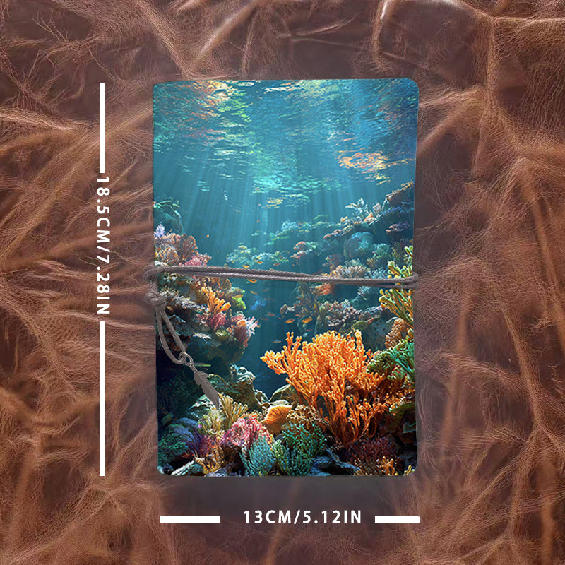A6 Handmade Beautiful Notebook Essential for Drama Students Great for Script Drafts and Character Development with corals, fish, underwater plants, sunlight Pattern