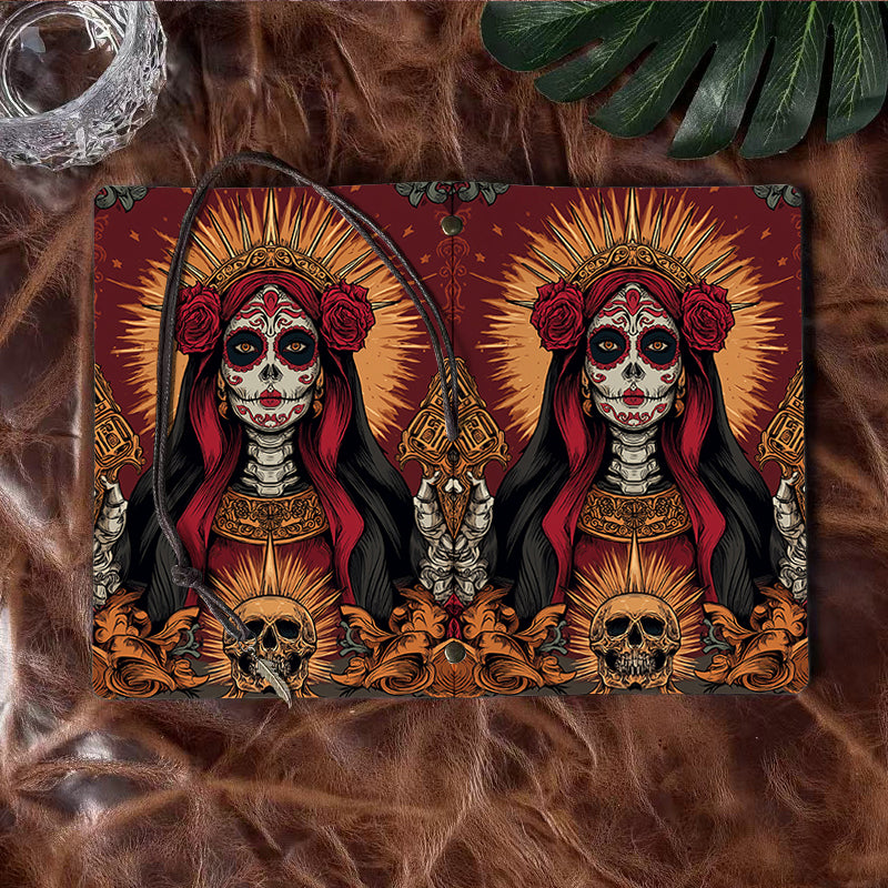 A6 Handmade Notebook Beautiful Cover Perfect for Middle School Counselors Great for Student Conflict Resolution Notes with Sugar - skull woman with guns Pattern