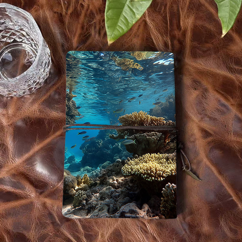 A6 Handmade Beautiful Notebook Perfect Back to School Gift for Classmates Ideal for Lecture Notes and Shared Projects with Fish, corals, and ocean water Pattern