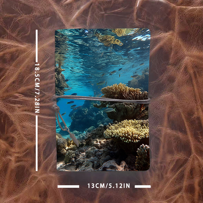 A6 Handmade Beautiful Notebook Perfect Back to School Gift for Classmates Ideal for Lecture Notes and Shared Projects with Fish, corals, and ocean water Pattern