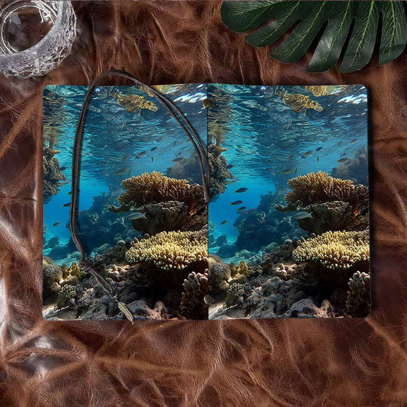 A6 Handmade Beautiful Notebook Perfect Back to School Gift for Classmates Ideal for Lecture Notes and Shared Projects with Fish, corals, and ocean water Pattern