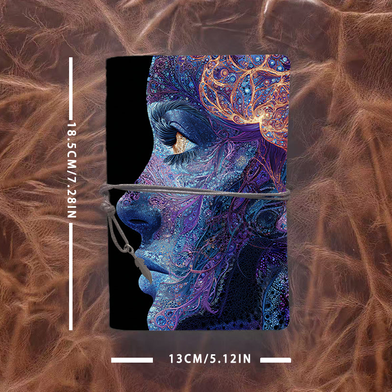 A6 Handmade Notebook Beautiful Cover Sweet Teacher's Day Gift for Elementary Teachers Great for Class Activities and Student Notes with Profile of face with intricate patterns Pattern