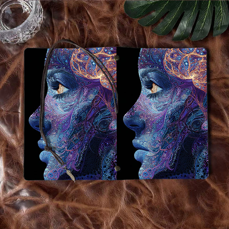 A6 Handmade Notebook Beautiful Cover Sweet Teacher's Day Gift for Elementary Teachers Great for Class Activities and Student Notes with Profile of face with intricate patterns Pattern