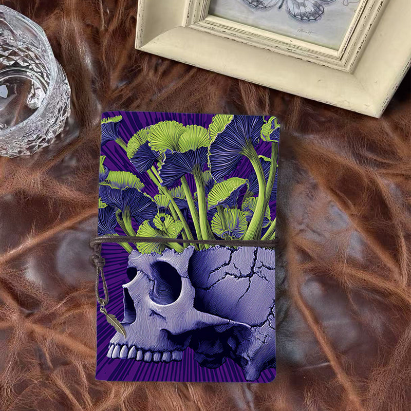 A6 Handmade Beautiful Notebook Heartfelt Back to School Gift for Boarders Ideal for Dorm Life Notes and Home Messages with Skull with green leafy plants Pattern