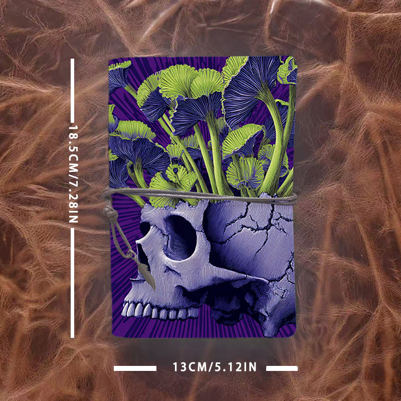 A6 Handmade Beautiful Notebook Heartfelt Back to School Gift for Boarders Ideal for Dorm Life Notes and Home Messages with Skull with green leafy plants Pattern