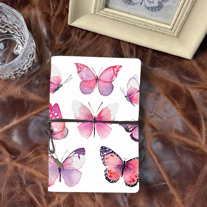 Handmade A6 Notebook - Ideal for Meeting Notes, Tether - Closed with Metal Pendant, Metal Hinge for Easy Paper Change, Office Use with Pink