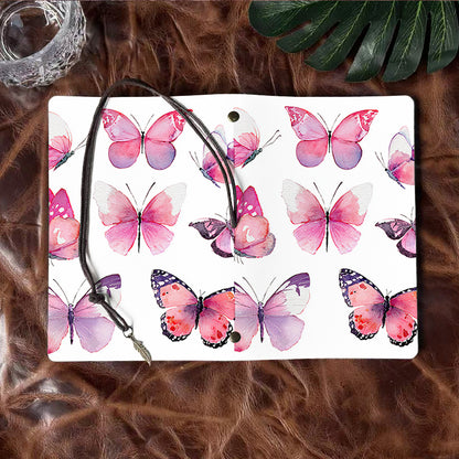 Handmade A6 Notebook - Ideal for Meeting Notes, Tether - Closed with Metal Pendant, Metal Hinge for Easy Paper Change, Office Use with Pink