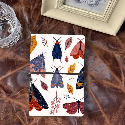 Handmade A6 Notebook for Office, Tether Closure with Metal Pendant, Metal Hinge Allows Paper Replacement, Perfect for Records with Moths and