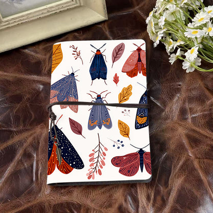 Handmade A6 Notebook for Office, Tether Closure with Metal Pendant, Metal Hinge Allows Paper Replacement, Perfect for Records with Moths and