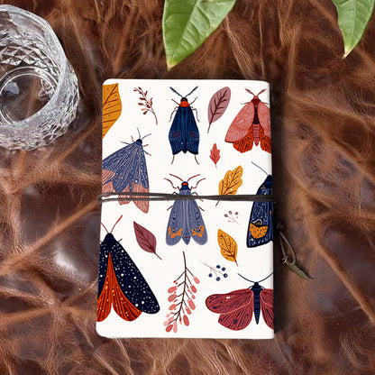 Handmade A6 Notebook for Office, Tether Closure with Metal Pendant, Metal Hinge Allows Paper Replacement, Perfect for Records with Moths and