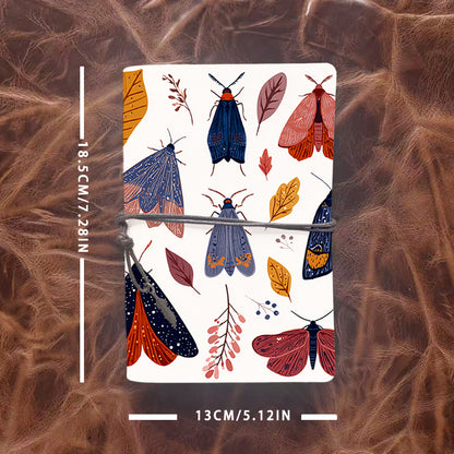 Handmade A6 Notebook for Office, Tether Closure with Metal Pendant, Metal Hinge Allows Paper Replacement, Perfect for Records with Moths and