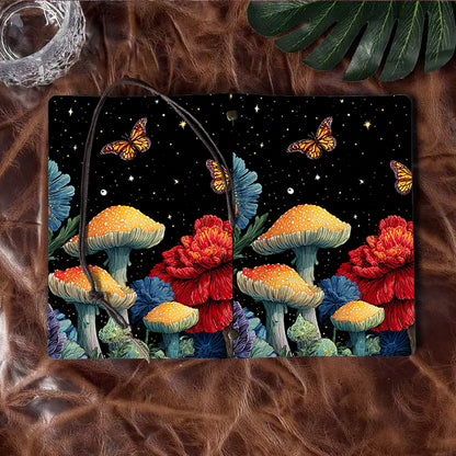 Handmade Office A6 Notebook, Metal Loose-leaf, 80 Sheets, Tethered Closure with Metal Pendant with Mushrooms, flowers, butterflies, stars Pr