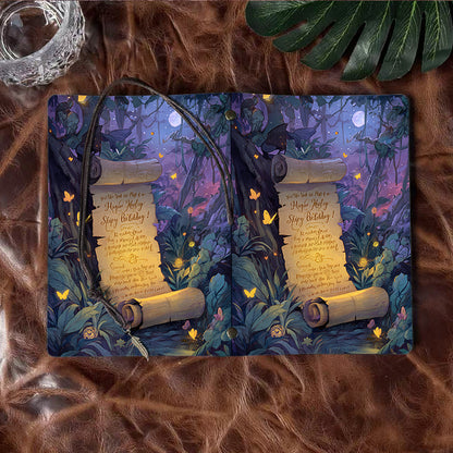 A6 Handmade Notebook, 160 Pages, Metal Loose - leaf, Vintage Tether Closure with Metal Pendant, Office Note - taking with Scroll, forest, m