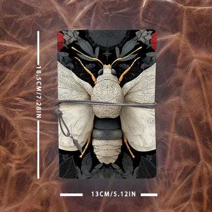 A6 Handmade Notebook, 160 Pages, Metal Loose - leaf, Vintage Tether & Metal Pendant Closure, Office Documentation with Insect, wings, anten