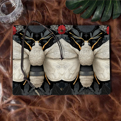 A6 Handmade Notebook, 160 Pages, Metal Loose - leaf, Vintage Tether & Metal Pendant Closure, Office Documentation with Insect, wings, anten