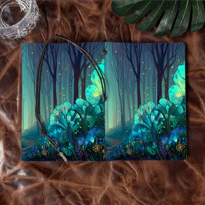 A6 Handmade Notebook, Vintage - look Metal Loose - leaf, 80 Sheets, Tether Closure with Metal Pendant, Office Use with Trees, flowers, fire