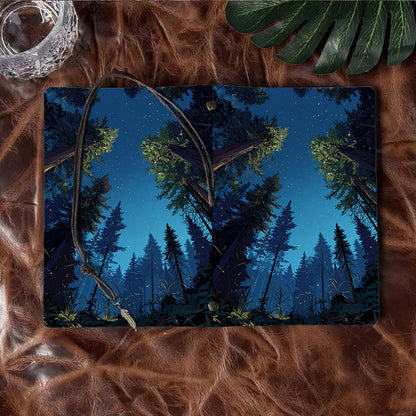 Handmade A6 Notebook with Vintage Metal Loose - leaf, 160 Pages, Tether Closure w/ Metal Pendant, Ideal for Office with Tall trees, firefli