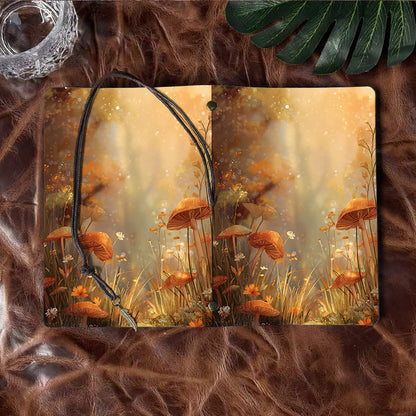 A6 Handmade Vintage Notebook, Metal Loose - leaf, 80 Sheets, Tethered with Metal Pendant, Office Memo with Mushrooms, flowers, grass, and s