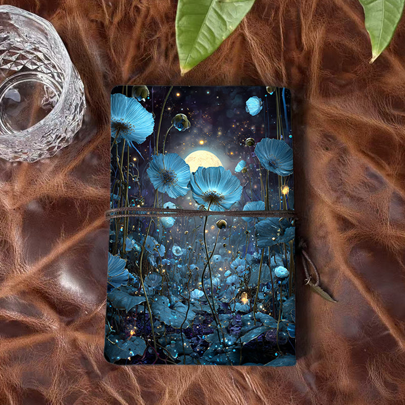 1 Retro Notebook, 80 Sheets(160 Pages Thickened Yellow Paper, Tied Closure with Leaf Decoration Multifunctional for Work, Study, Travel and