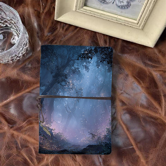 1 Piece Retro Notebook Thick Paper Perfect for Writers' Story Outlines and Editors' Revision Notes with Trees, sparkles, mist in forest Prin