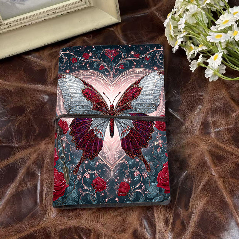 1 Piece 80 Sheets Vintage Notebook Perfect for Musicians' Lyric Drafts and Practice Schedules with Butterfly, roses, heart, stars Prints