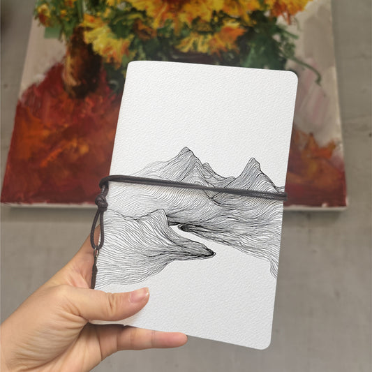  Vintage A6 Daily Life Record Notebook Blank Pages Great for Home Use, Daily Shopping Logs & Personal Routine Tracking with Mountain range d