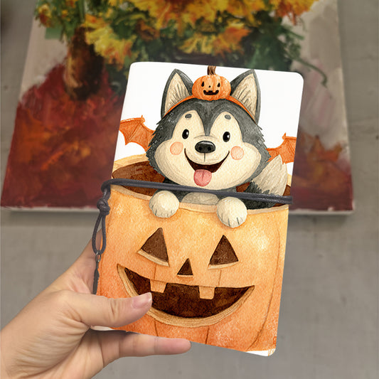  Vintage A6 Daily Life Record Book Blank Pages, Retro Paper Great for Home Use, Daily Schedule Logs & Personal Task Lists with Dog, pumpkin,